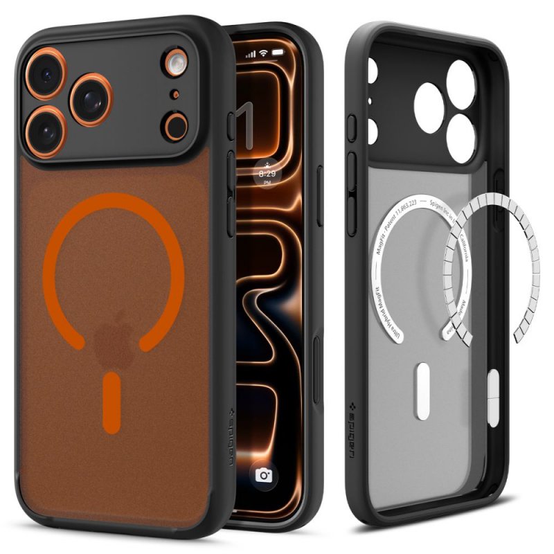 MASKA SPIGEN  Ultra Hybrid with MagSafe for Apple iPhone 17 Pro, Frost Black Orange
