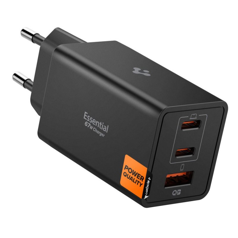 PUNJAČ SPIGEN Essential 67W 3.25A 1xUSB-A 2xUSB-C Black